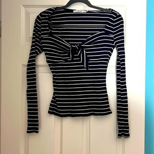 Blue and white striped shirt